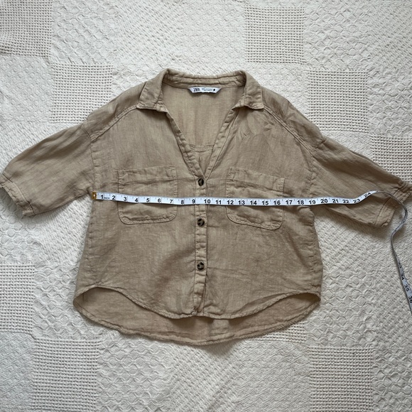 Zara Light Brown Linen Shirt - Picture 4 of 5